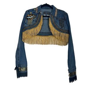 New Orleans Saints Fan Upcycled Denim Jacket Bling Handmade Designer Original